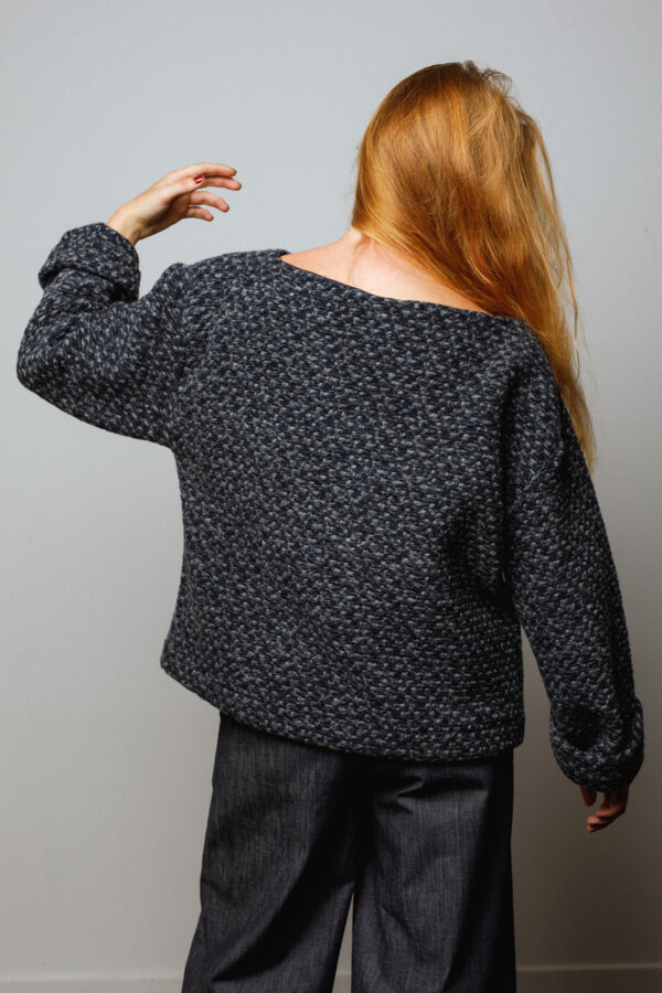 Pull Essentiel moucheté bleu marine/gris – Image 3