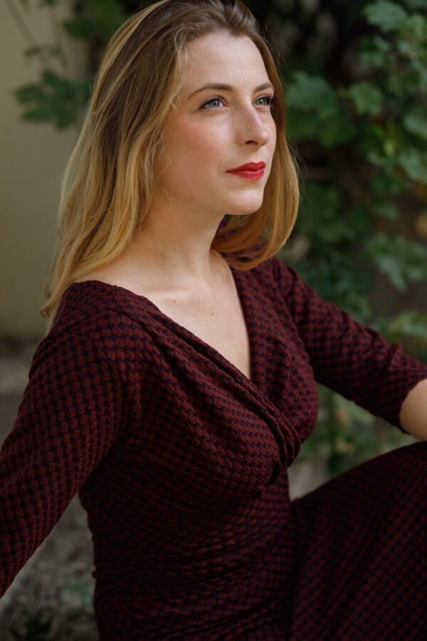 Robe Noëmie bordeaux à petits pois – Image 2