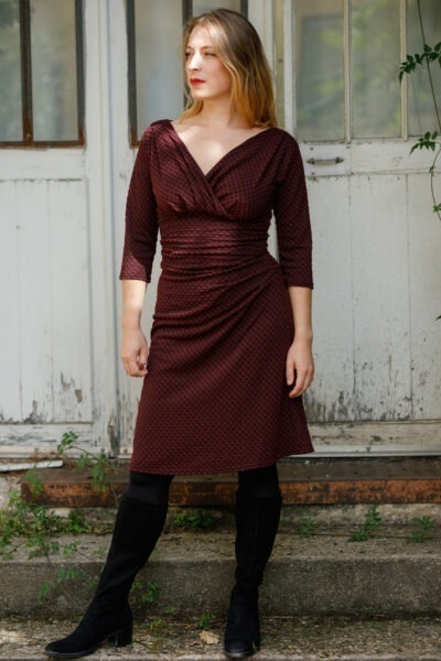 Robe Noëmie bordeaux à petits pois