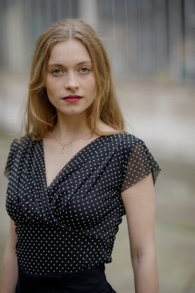 Top Noëmie noir à petit pois
